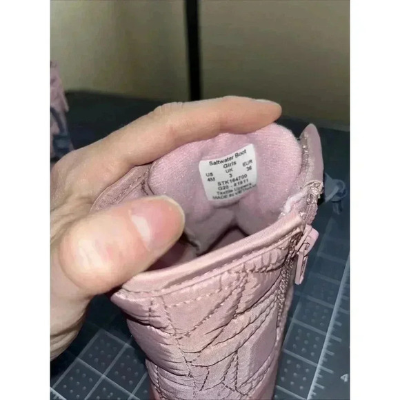 Sperry Girls Size 4M Saltwater Metallic Rose Pink Quilted Rain Duck Boots. New - Picture 5 of 5